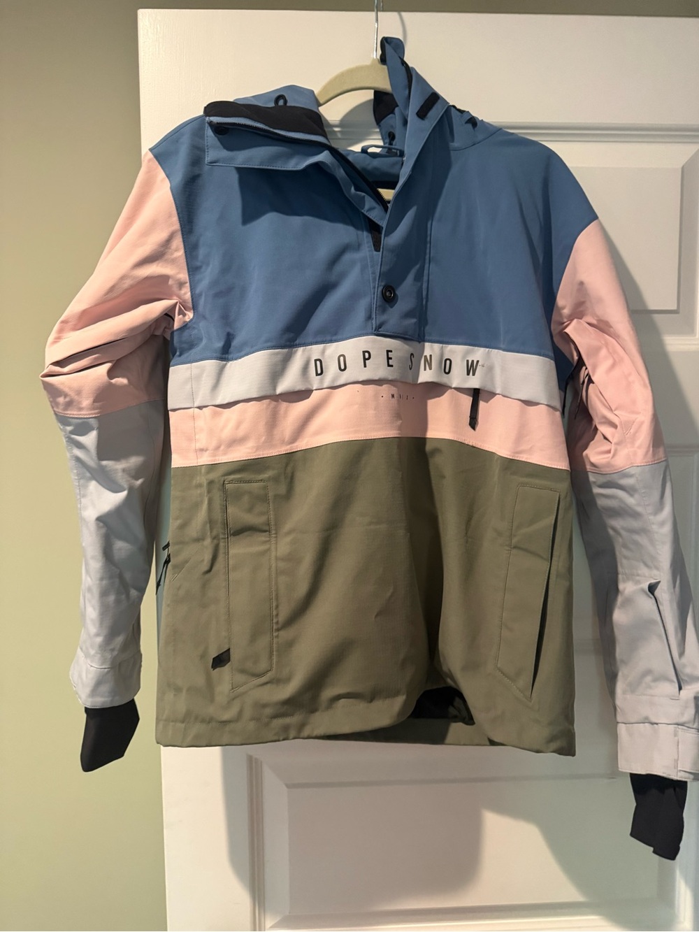 Dope Snow Annok Womens Ski Snowboard Jacket Colorblock Anorak Blue Pink Olive XS